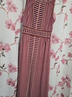Max Studio Red & White Geometric Print Dress